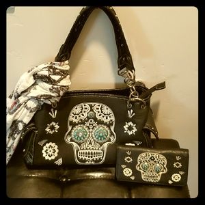 SUGAR SKULL  LEATHER HANDBAG & WALLET